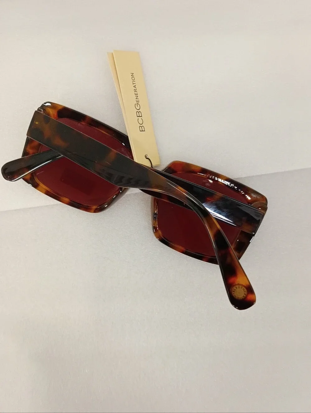 BCBGeneration Tortoiseshell Frame Sunglasses with Burgundy Lenses
